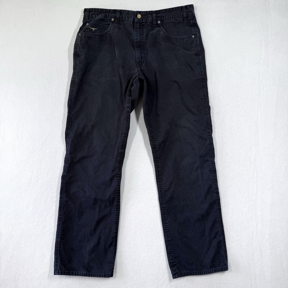 RM Williams Pants Mens 38 Straight 5‎ Pocket Linesman Jean Black Australia TJ781